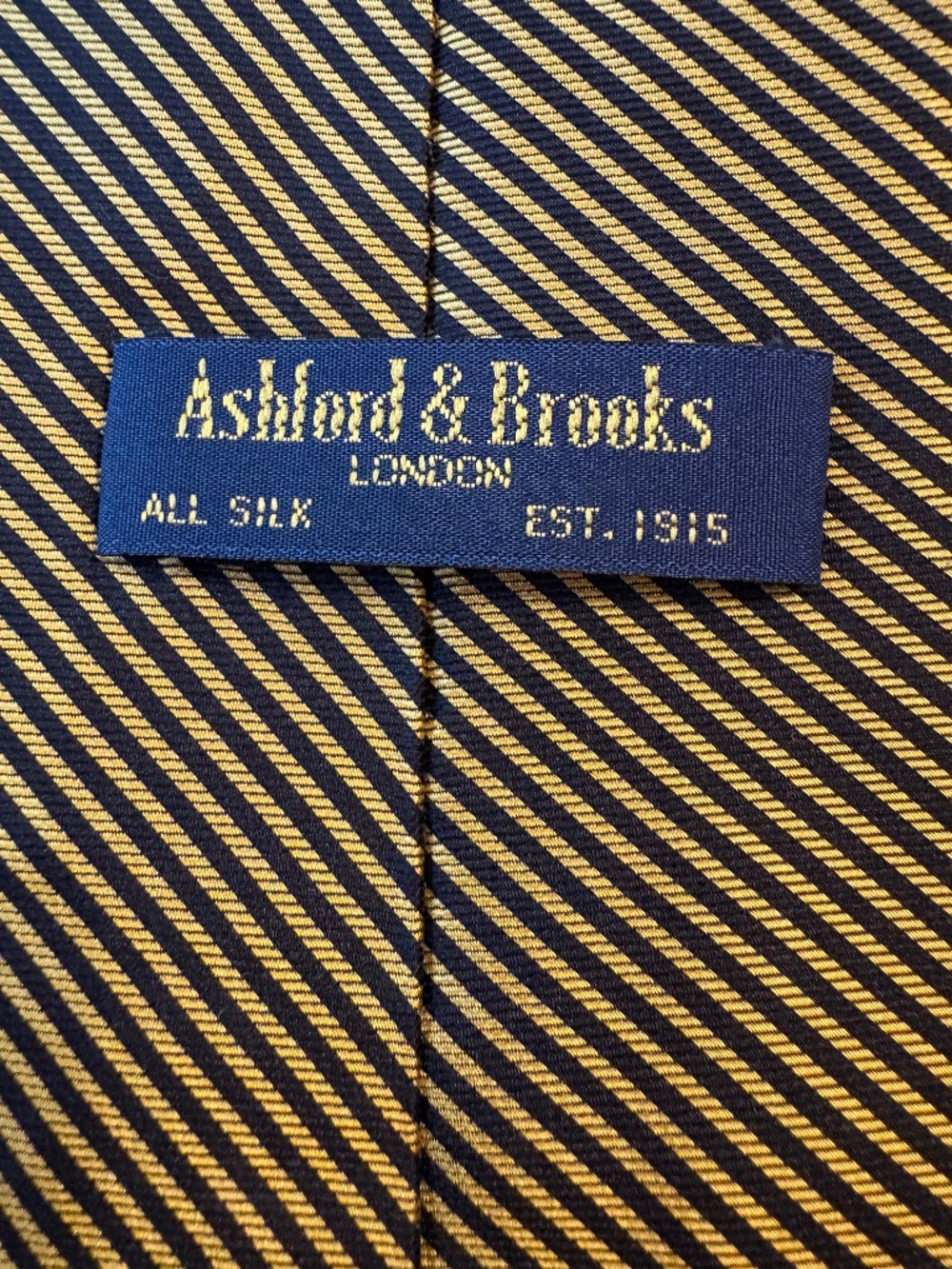 Ashford & Brooks London Silk Striped Tie Yellow Black 3.75" Vintage RARE FIND